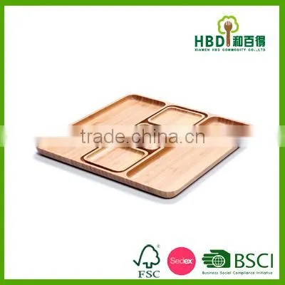 Hot Selling Wooden Divided Tray With Plate Bamboo Tray Wholesale photo-3