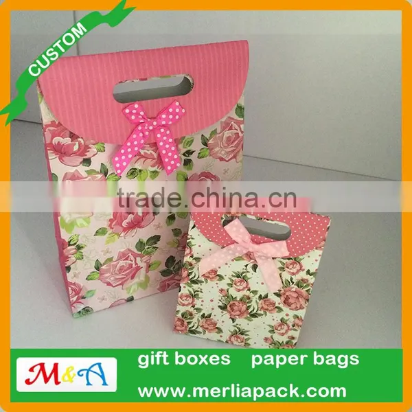 Bowknots Paper Foldable Carrier Gift Bags Wedding Favors 12x16x6cm Parties Bags photo-2