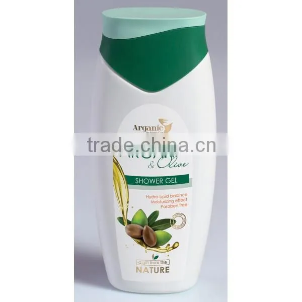 Shower Gel Argan and Olive Hydro - Lipid Balance - 250ml. Paraben Free. Made in EU. Private Label