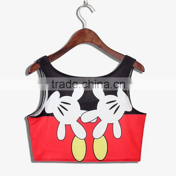2015 Women Crop Tops Wholesale Sublimation Cartoon Print Custom Design N7-38 photo-2