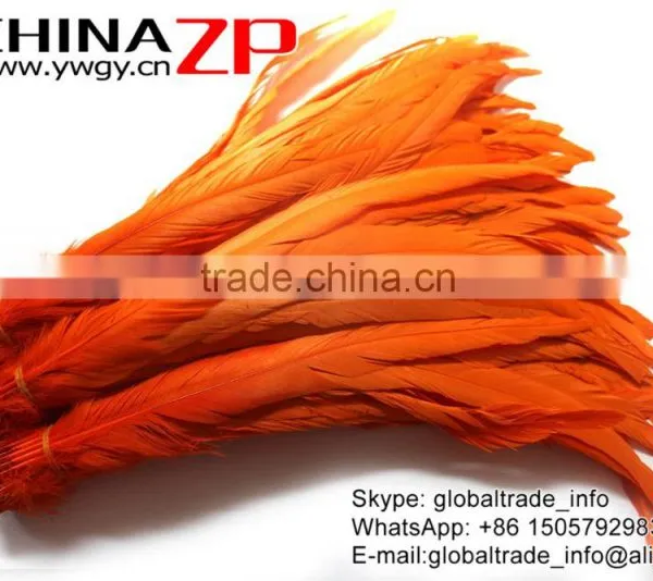 Gold Supplier ZPDECOR Wholesale 40-45cm Length Orange Chicken Fully Dyed Roosters Feathers photo-5
