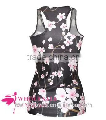 Pink Flower Printed Women Tank Tops ,women Sleeveless Summer Vests photo-3