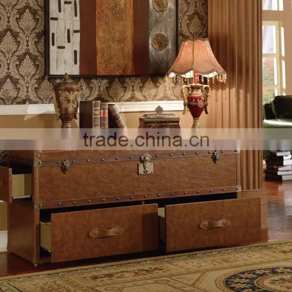 Chinese Style Living Room Furniture Wooden Classic Console Table Leather Cover photo-2
