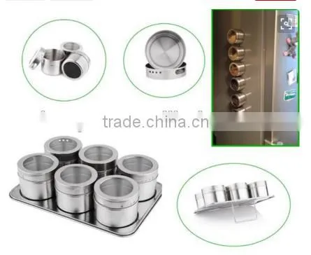Amazon Hot Selling 9 Pieces Stainless Steel Magnetic Spice Container photo-3