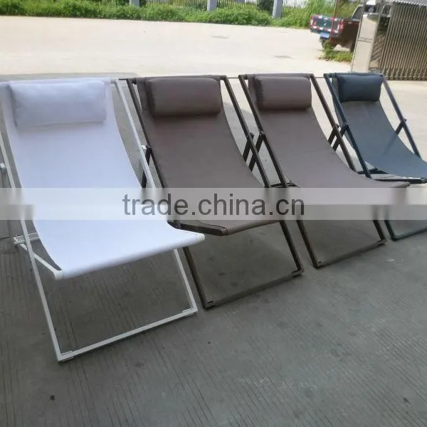 Mesh Fabric Folding Outdoor Beach Lounge Chair With Pillow photo-4