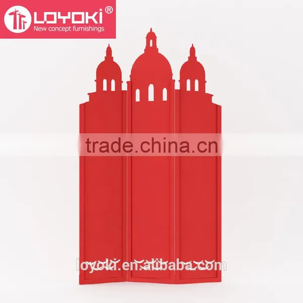 New Design Castle Shape Room Divider Mdf Wood With Carving Flower 3 Panel ROOM DIVIDER photo-5
