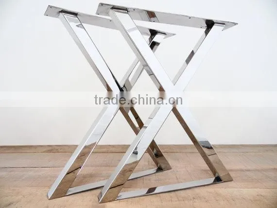 Best Quality Furniture Stainless Steel Polishing Finished X Shape Wood Table Leg photo-2