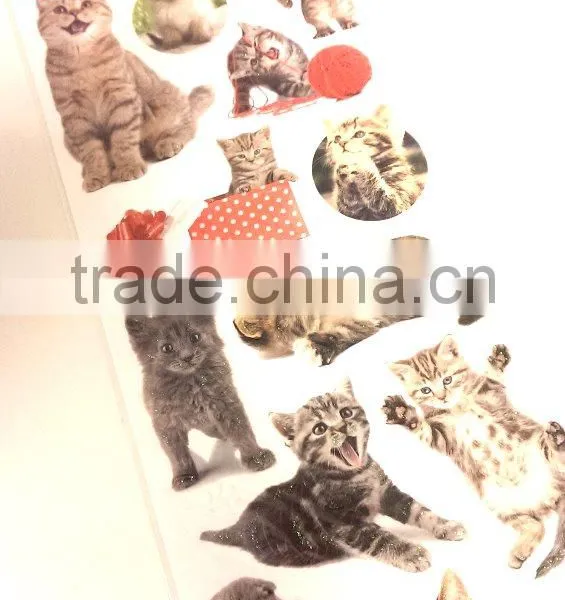 Cat Design Sticker, Lovely Cat Sticker for Decoration, Vivid Animal Decorative Shinny Glitter Sticker photo-3
