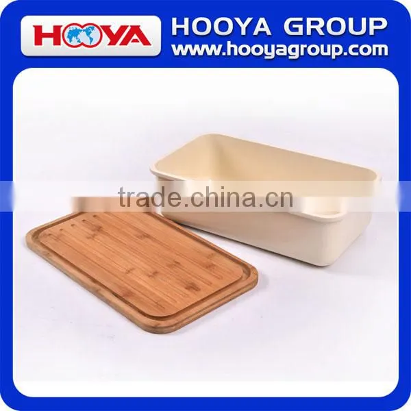 38x21x12 CM Bamboo Fiber Bread Box Bin With Cutting Board Lid Set photo-2