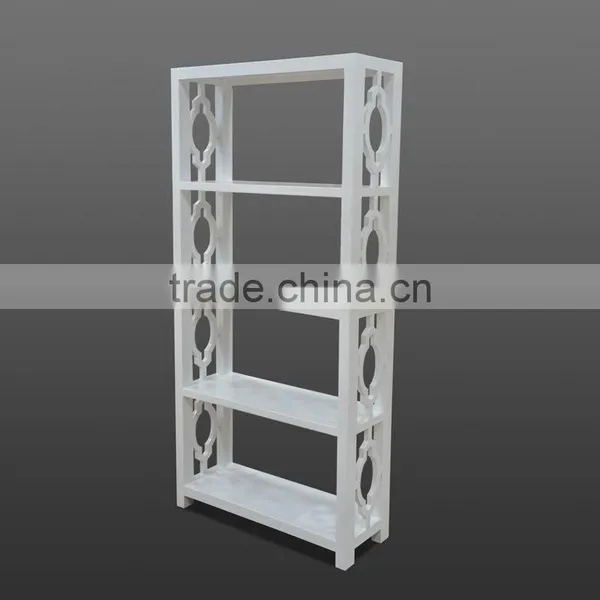 Bookcase Modern White Colour Mahogany Wood Furniture photo-2
