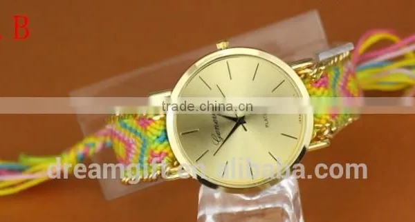 2015 DIY Handmade Braided Rope Watch Korean Exquisite Rainbow Bracelet Watch photo-2