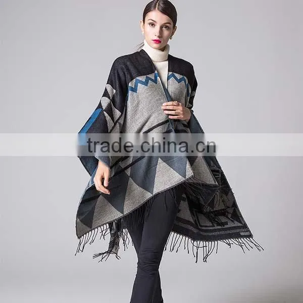 2017 Spring New Item Ladies Scarf Western Style Bohemia Style Tassels Model Imitated Cashmere Material Women Cloak photo-3