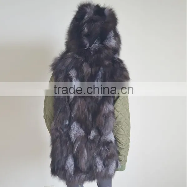 Myfur Genuine Silver Fox Fur Lining Women Customized Fur Parka photo-6