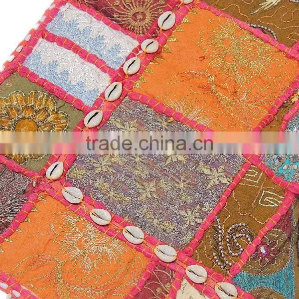 Handmade Decorative Pillow Case Lounge Floor Novelty Square Sari Cushion photo-4