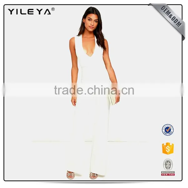 2017 New Style Sexy Jumpsuit Lady Long Romper Backless Halter White Romper Jumpsuits photo-3