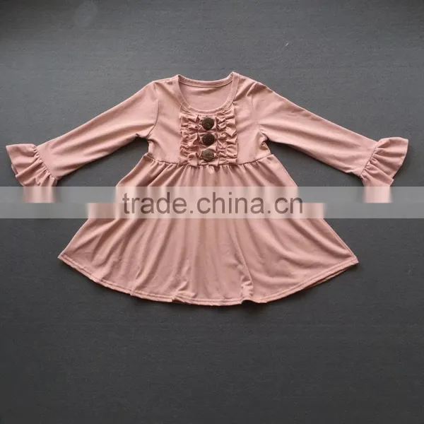 Wholesale Little Girls Frock Design Cotton Dress Long Icing Ruffle Sleeves Fall Clothes For Kids photo-4