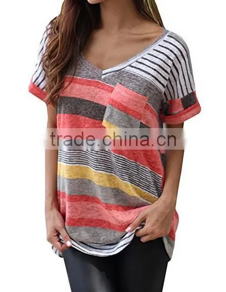 Women's V-neck Casual Short Sleeve T-shirt Blouse Tees Tops photo-6
