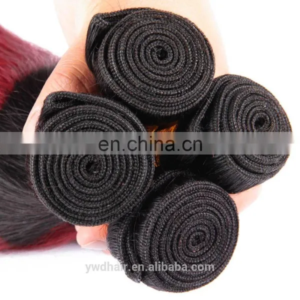 Cheap Malaysia Ombre Human Hair 10-26inch 8a Colored Red Hair Weave 1B/burgundy Two Tone Ombre Remy Hair Weaving Paypal Accept photo-5