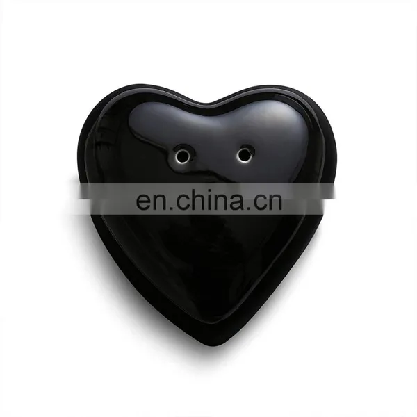 Black Heart Shaped Wedding Ceramic Salt Container and Pepper Shakers Holder Set Herb & Spice Tools photo-5