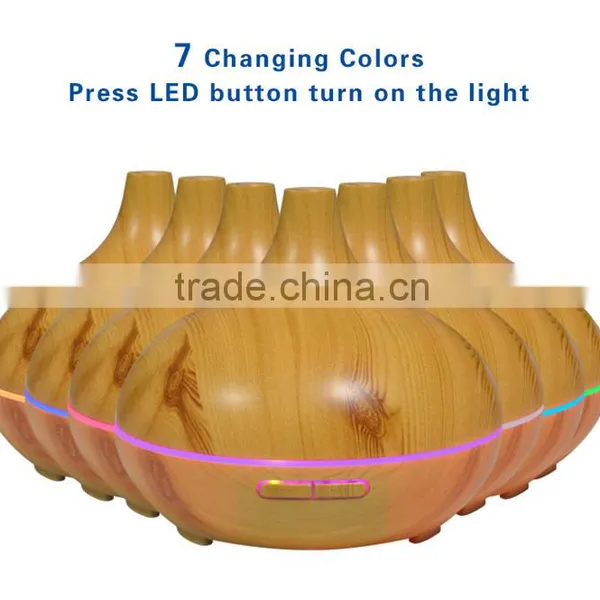 300ml Cool Mist Humidifier Ultrasonic Aroma Essential Oil Diffuser for Office Home Bedroom Living Room Study Yoga Spa Wood Grain photo-6