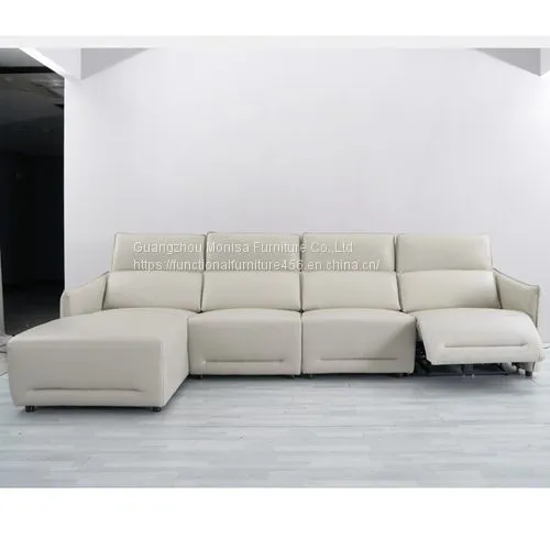 New Designer Italian Corner L-Shaped Sofa Electric Function Rear Lying Headrest Adjustable Sofa Combination photo-3