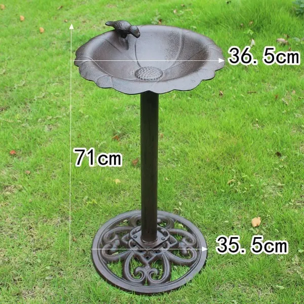 Cast Iron Standing Bird Bath Bird Feeder High Pole Bird Food Bath photo-2