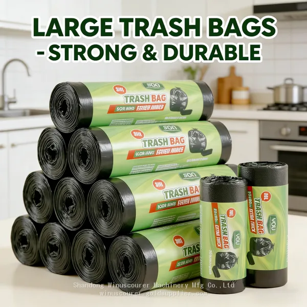 Black Garbage Bags - Heavy-Duty Disposable Trash Bags for Strong Waste Storage