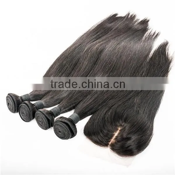 Tangle Free, Full Cuticle 2 Years Use Time Cheap Mongolian Straight Hair Weave With Silk Top Closure photo-4