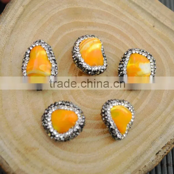 LFD-0015B Wholesale Druzy Shell Loose Bead , Pave Rhinestone Connectors Spacer Beads Jewelry Making photo-2