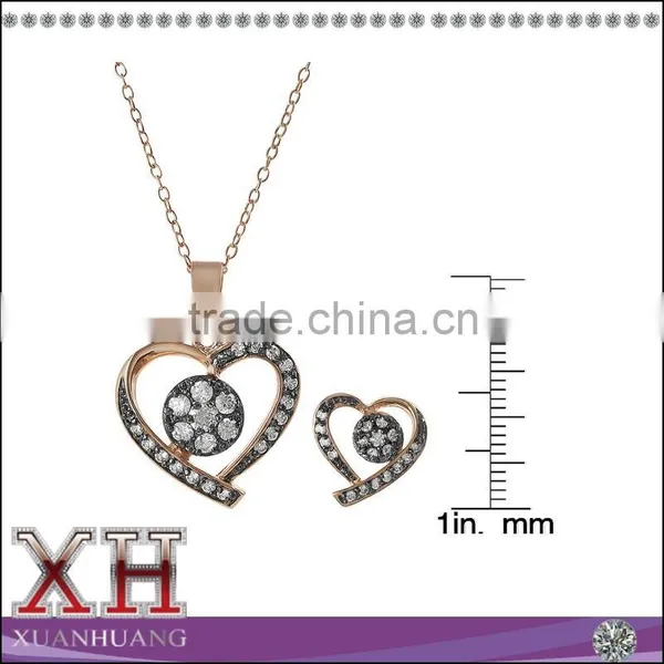 Grace Silver Heart Necklace Heart Silver Earrings Heart Jewelry Set for Women photo-3