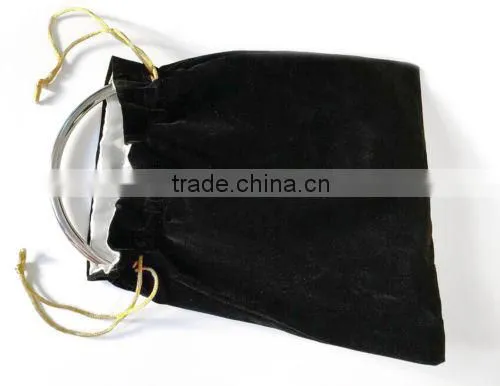 Soft Black Velvet Drawstring Carry Gift Bag Silver Lining 6.5" x 8" photo-3
