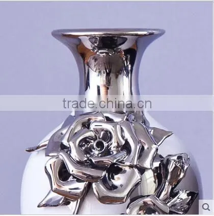 Black and White Wedding Electroplated Ceramic Vase With Flower photo-5