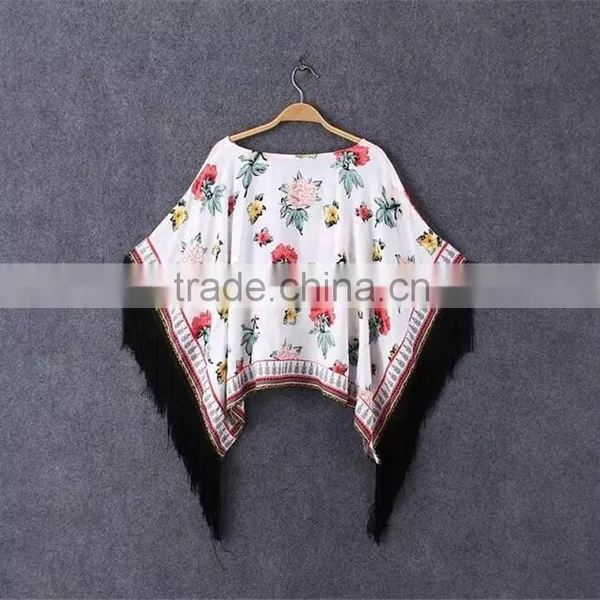 Customaize Elegant Design Sleeves With Tassel Ladies Tunic Top Wholesale photo-2