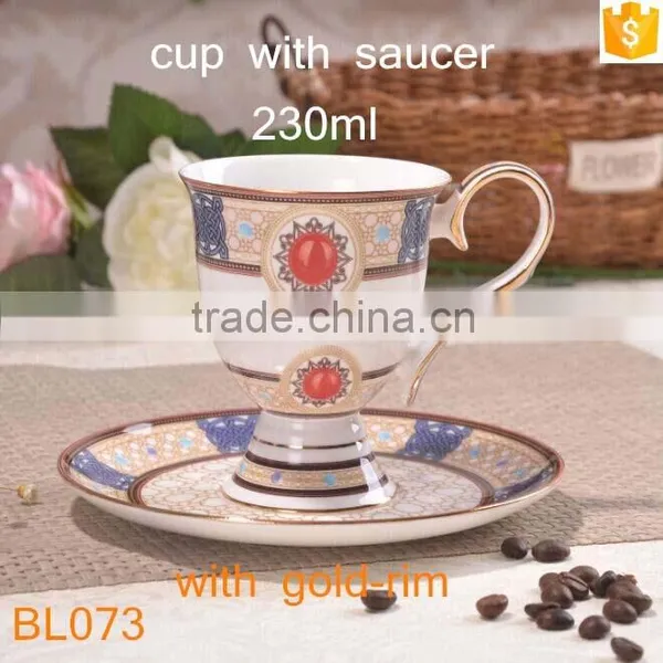 Europe Style Bone China With Gold-rim Cup and Saucer photo-4
