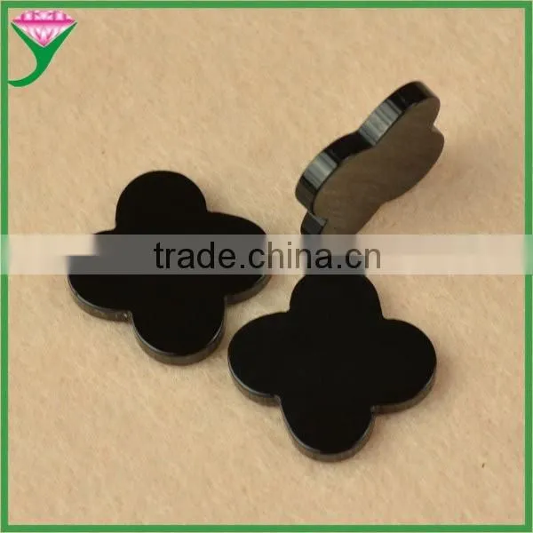 Hot Sale Four Leaf Clover Real Natural Black Agate for Necklace photo-2