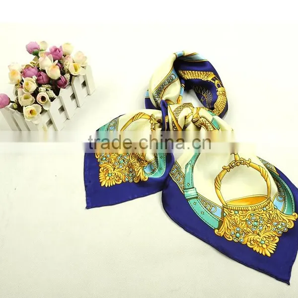 Brand Like Scarf 100% Silk Charmeuse Digital Printed Square Silk Scarves 90x90cm photo-4
