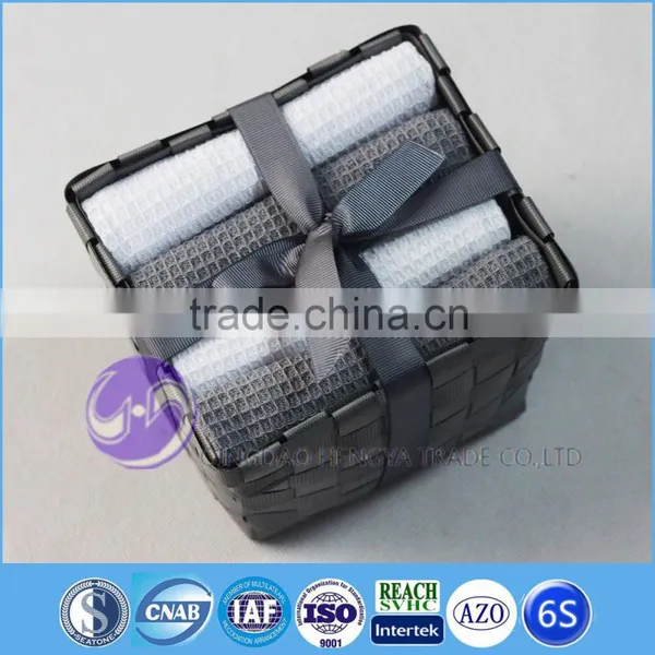 China Wholesale Yarn-dyed White Cotton Waffle Weave Packing Kitchen Towel Quality Choice