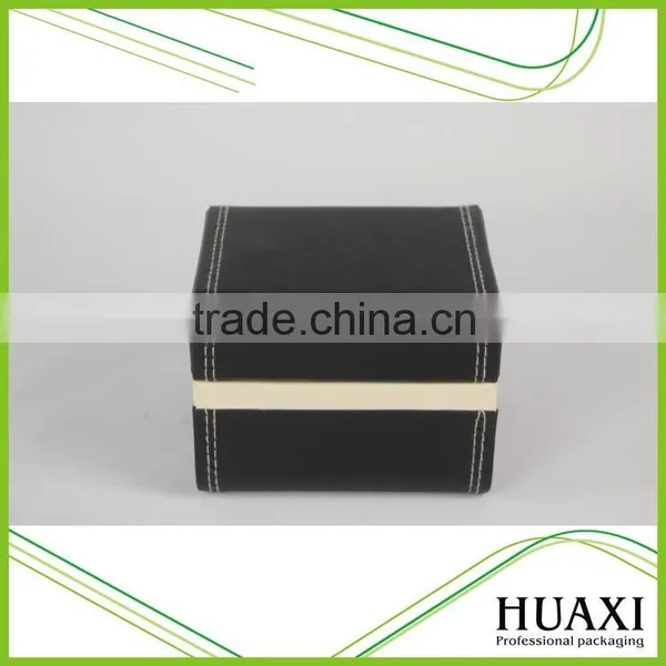 Black High Quality PU Leather Watch Box Plastic Watch Case photo-3