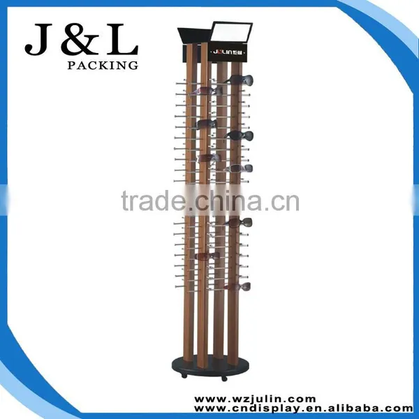 80pcs Wooden Floor Standing Rotating Display Stand for Sunglasses