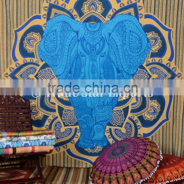 Indian Ombre Elephant With Lotus Mandala Wall Decor Bohemian Hippie Good Luck Wall Hangings Tapestry photo-6