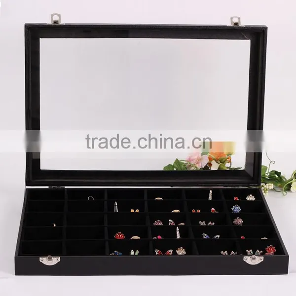 Factory Wholesale Custom High Density Board Leather Jewelry Box, Black Ring Box photo-2