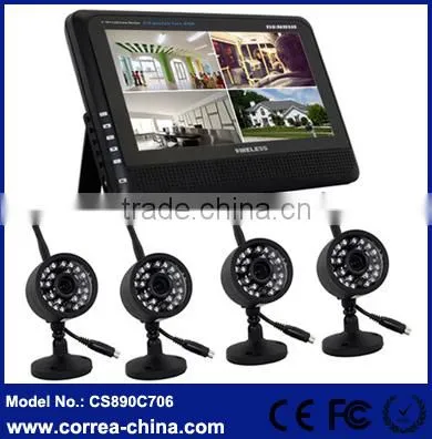 Outdoor Weatherproof Camera and 7" LCD Monitor DVR Wireless CCTV Kits