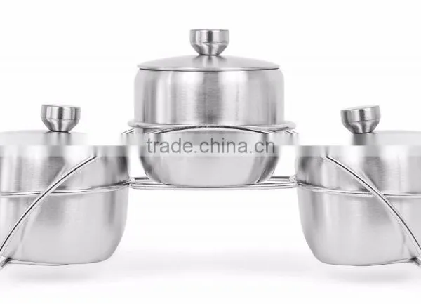 Stainless Steel Condiment Set Seasoning Containers With Stand and Spoons photo-3