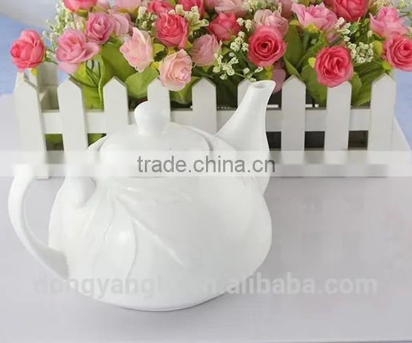 Plain White Porcelain Teapot,ceramic Teapot With Embossing Design photo-5