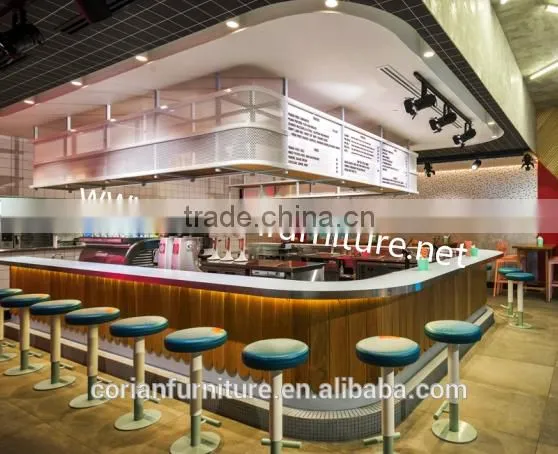 New Design Solid Surface Custom Sized Made Restaurant/pub/cafe Bar Counter photo-2