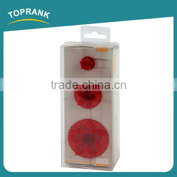 Toprank Promotional Gift LFGB Standard 3pcs Flower Shaped Cake Mold Plastic Cookie Cutter Fondant Plunger Cookie Cutter photo-3