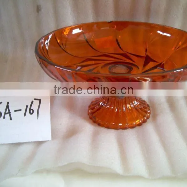 High Quality Blue Colored Glass Fruit Plate With Feet Stand photo-2