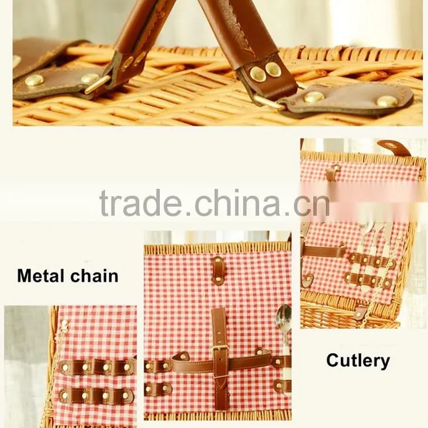 Wholesale China Factory Export Cheap Mini Willow Wicker Empty Picnic Basket for Two Person photo-4