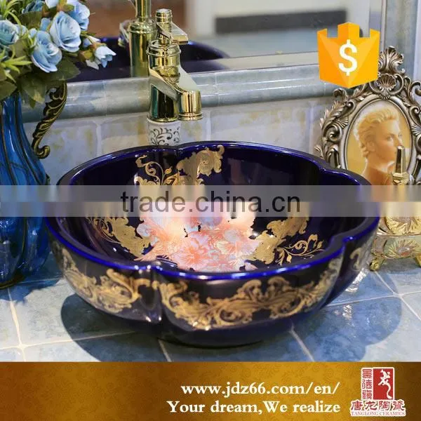 Reliable Quality Beautiful Design On-glazed Ceramic Pedestal Washbasin With the Chinese Inscription photo-2