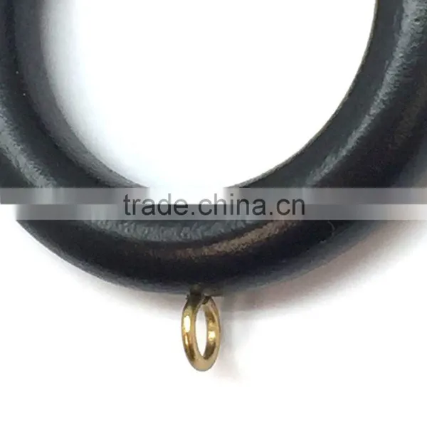 Circle Wood Curtain Rod Ring With Screw Eyelet, Black Wood, ID40mm/OD65mm photo-4
